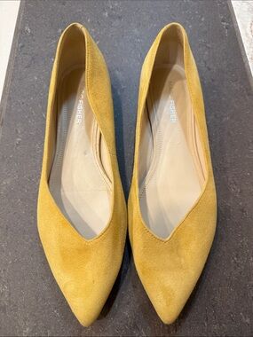 Marc Fisher Mustard Suede Pointed-Toe Flats